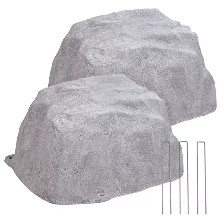 Sunnydaze Decor 14 in Low Profile Polyresin Outdoor Septic Cover with Stakes Sand 2 Pack Landscape Rocks