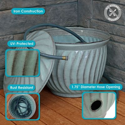 Image showing  Decorative Metal Garden Hose Holder - Sage Glaze