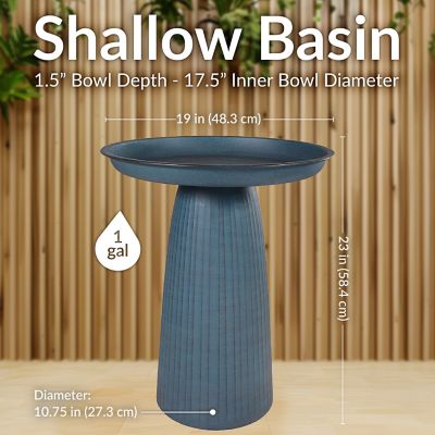 Image showing  Gleeful Garden Metal Outdoor Bird Bath - Matte Blue