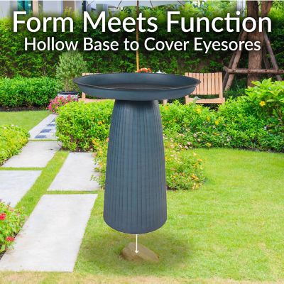 Image showing 6 th Sunnydaze Decor Gleeful Garden Metal Outdoor Bird Bath - Matte Blue