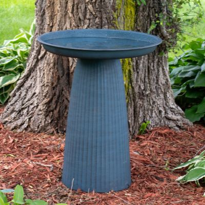 Image showing 7 th Sunnydaze Decor Gleeful Garden Metal Outdoor Bird Bath - Matte Blue
