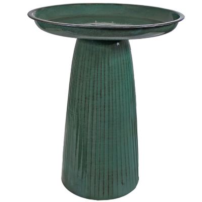 Sunnydaze Decor Gleeful Garden Metal Outdoor Bird Bath, Green Glaze