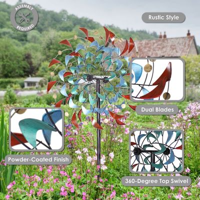 Image showing  Rainbow Breezes Powder, Coated Iron Wind Spinner, 84 in. H