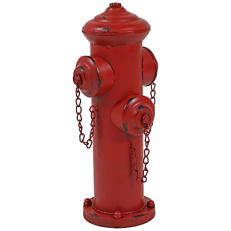 Sunnydaze Decor Metal Fire Hydrant Outdoor Garden Statue Decor with Red Finish - 14 in., HB-448