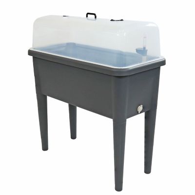 Image showing  Self-Watering Raised Garden Bed with Cloche Cover, 30 W x 14.5 D x 33 H in., Gray