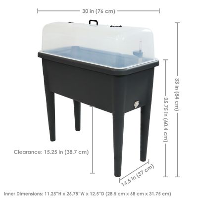 Image showing  Self-Watering Raised Garden Bed with Cloche Cover, 30 W x 14.5 D x 33 H in., Gray