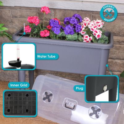 Image showing  Self-Watering Raised Garden Bed with Cloche Cover, 30 W x 14.5 D x 33 H in., Gray