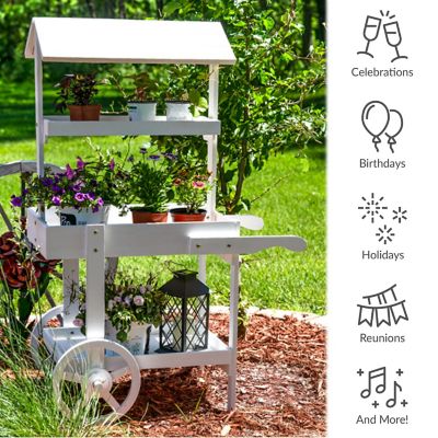 Image showing  Country Market Flower Stand Raised Garden Bed - 49.25 in. H - White