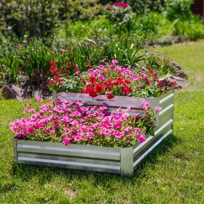 Image showing  2-Tier Galvanized Steel Raised Garden Bed, 17.5 in. H, Silver