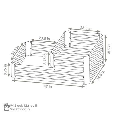 Image showing  2-Tier Galvanized Steel Raised Garden Bed, 17.5 in. H, Silver