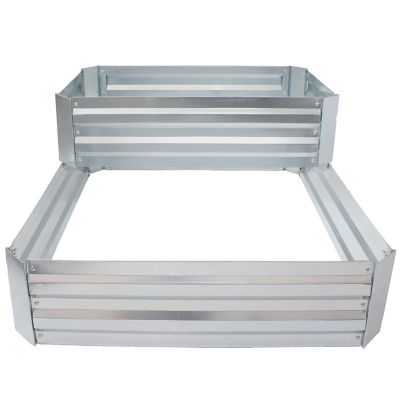 Image showing  2-Tier Galvanized Steel Raised Garden Bed, 17.5 in. H, Silver