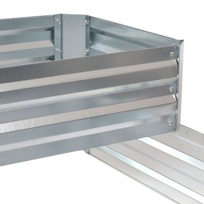 Image showing 5 th Sunnydaze Decor 2-Tier Galvanized Steel Raised Garden Bed, 17.5 in. H, Silver