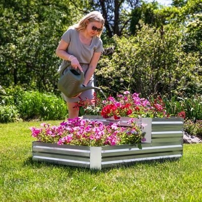 Image showing 6 th Sunnydaze Decor 2-Tier Galvanized Steel Raised Garden Bed, 17.5 in. H, Silver