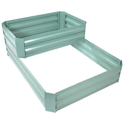 Sunnydaze Decor 2-Tier Galvanized Steel Raised Garden Bed - 17.5 in. H - Green