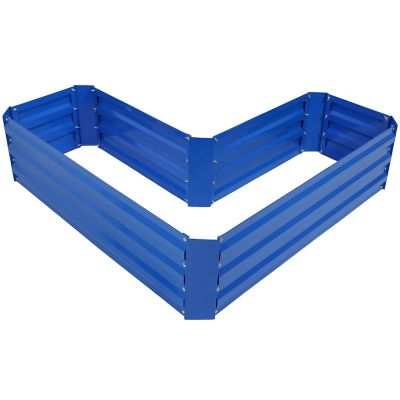 Sunnydaze Decor Galvanized Steel L-Shaped Raised Garden Bed - Blue