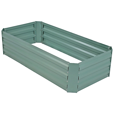 Sunnydaze Decor Galvanized Rectangle Raised Garden Bed - 4' x 2' - Green