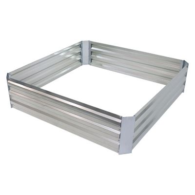 Sunnydaze Decor Galvanized Square Raised Garden Bed - 4' x 4' - Silver