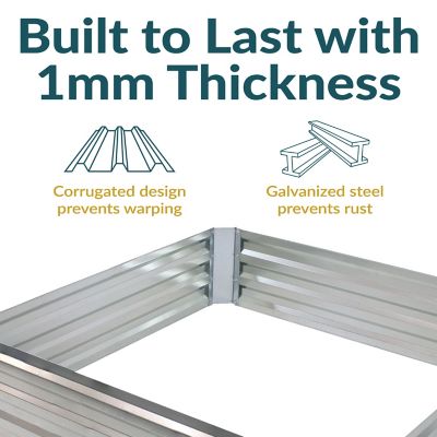 Image showing  Galvanized Steel Raised Garden Bed, 4 ft. x 4 ft., Square, Silver