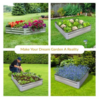 Image showing  Galvanized Steel Raised Garden Bed, 4 ft. x 4 ft., Square, Silver