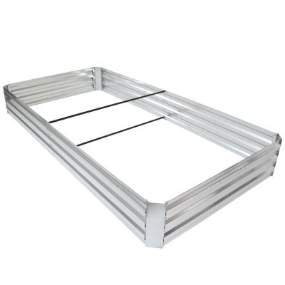 Sunnydaze Decor Galvanized Steel Rectangle Raised Garden Bed, 4 x 8ft., Silver