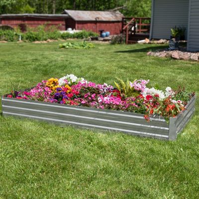 Image showing  Galvanized Steel Rectangle Raised Garden Bed, 4 x 8ft., Silver