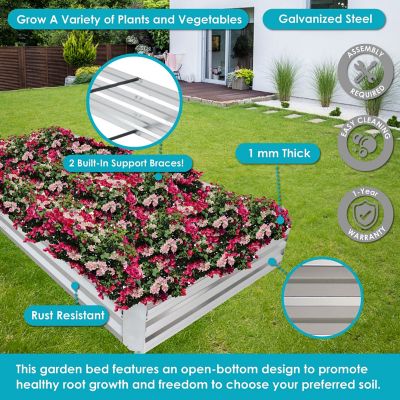 Image showing  Galvanized Steel Rectangle Raised Garden Bed, 4 x 8ft., Silver
