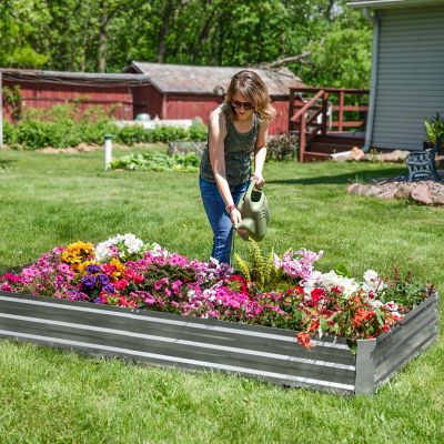 Image showing  Galvanized Steel Rectangle Raised Garden Bed, 4 x 8ft., Silver