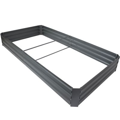 Sunnydaze Decor Galvanized Steel Rectangle Raised Garden Bed, 4 x 8ft., Gray