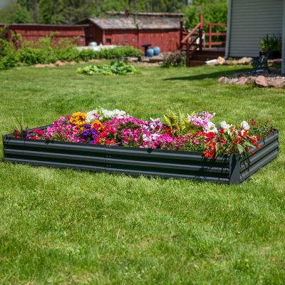 Image showing  Galvanized Steel Rectangle Raised Garden Bed, 4 x 8ft., Gray