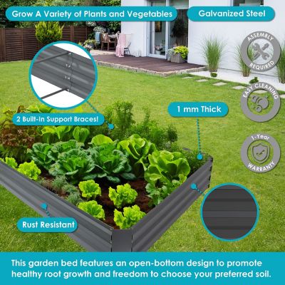 Image showing  Galvanized Steel Rectangle Raised Garden Bed, 4 x 8ft., Gray