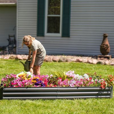Image showing  Galvanized Steel Rectangle Raised Garden Bed, 4 x 8ft., Gray