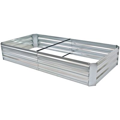 Sunnydaze Decor Galvanized Steel Rectangle Raised Garden Bed - 3' x 6' - Silver