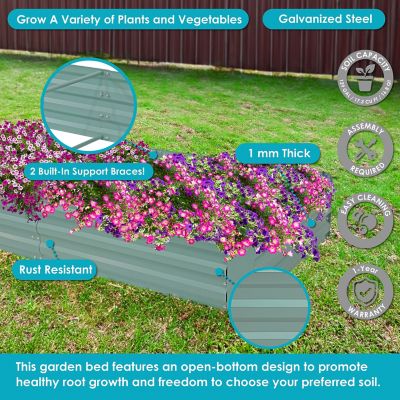 Image showing  Galvanized Steel Rectangle Raised Garden Bed, 3 x 6ft., Green