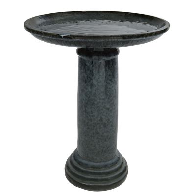 Sunnydaze Decor Toulon Ceramic Bird Bath - Black Mist - 24.5 in. H