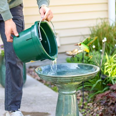 Image showing  Avignon Ceramic Bird Bath with Glazed Finish - Green Mist - 18.75 in. H