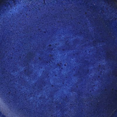 Image showing  Ceramic Bird Bath with Glazed Finish, Blue Glazed Finish, 16 in. H