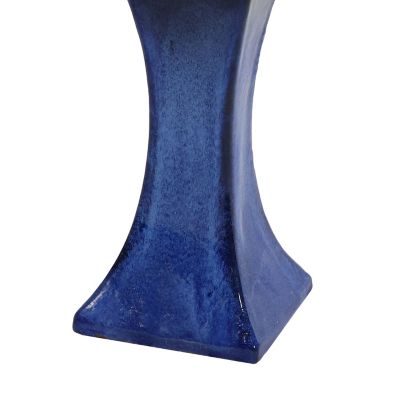 Image showing 7 th Sunnydaze Decor Ceramic Bird Bath with Glazed Finish, Blue Glazed Finish, 16 in. H