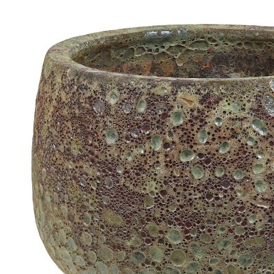 Image showing 5 th Sunnydaze Decor Round Lava Finish Ceramic Planter, Green Distressed Ceramic, 14 in. Round