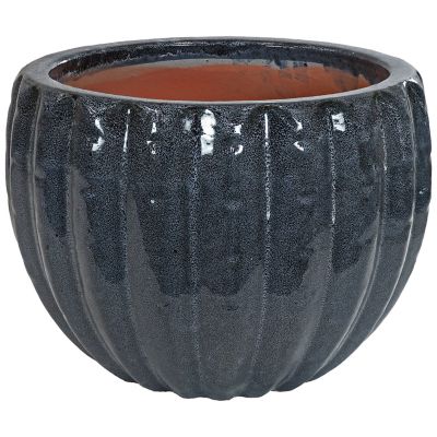 Sunnydaze Decor Round Ceramic Planter - Black Mist - 13.5 in.