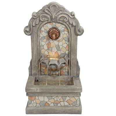 Sunnydaze Decor Enchanting Estate Polyresin Flat Back Outdoor Wall Fountain for the Patio, Deck, or Yard, 27 in., Gray, WNC-861
