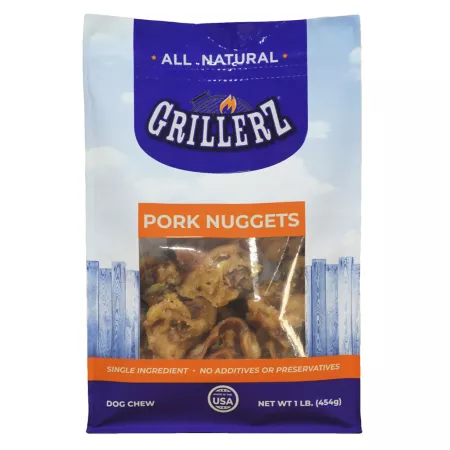 Grillerz Pork Nuggets Dog Treats 1 lb. Dog Bones Rawhide & Rawhide Alternative