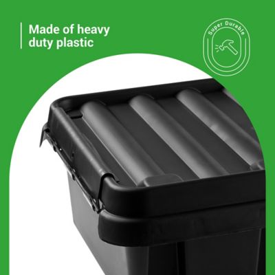 Image showing  The Original Weatherproof Connection Box - Large Indoor & Outdoor Electrical Power Cord Enclosure, Black, Large