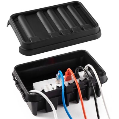 SOCKiTBOX The Original Weatherproof Connection Box - Large Indoor & Outdoor Electrical Power Cord Enclosure, Black, Medium