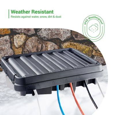 Image showing  The Original Weatherproof Connection Box - Large Indoor & Outdoor Electrical Power Cord Enclosure, Black, Medium