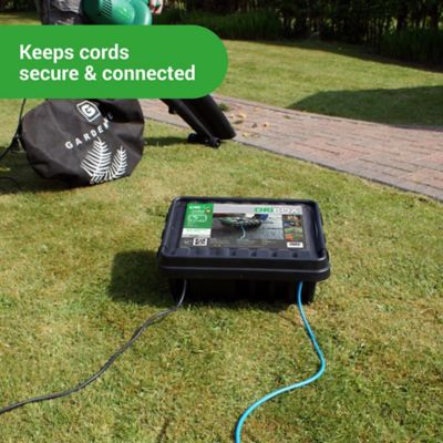Image showing  The Original Weatherproof Connection Box - Large Indoor & Outdoor Electrical Power Cord Enclosure, Black, Medium