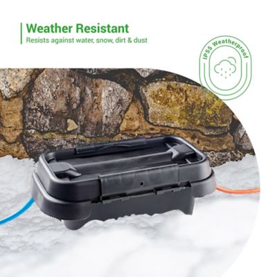 Image showing  The Original Weatherproof Connection Box - Large Indoor & Outdoor Electrical Power Cord Enclosure, Black, Small