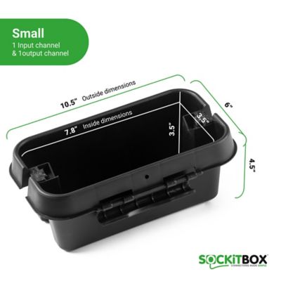 Image showing  The Original Weatherproof Connection Box - Large Indoor & Outdoor Electrical Power Cord Enclosure, Black, Small