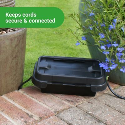 Image showing  The Original Weatherproof Connection Box - Large Indoor & Outdoor Electrical Power Cord Enclosure, Black, Small