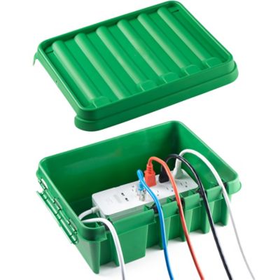 SOCKiTBOX The Original Weatherproof Connection Box - Large Indoor & Outdoor Electrical Power Cord Enclosure, Green, Large