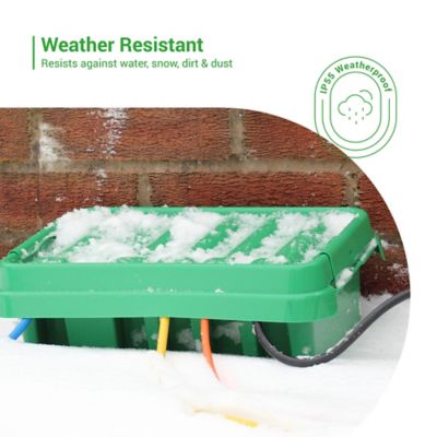 Image showing  The Original Weatherproof Connection Box - Large Indoor & Outdoor Electrical Power Cord Enclosure, Green, Medium